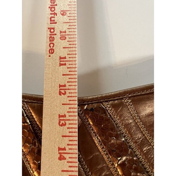 David Mehler for DAME 70s vintage snakeskin leather copper crescent shoulder bag - Picture 10 of 13